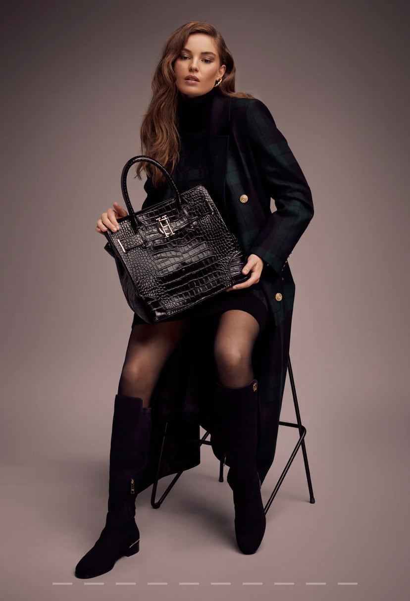 Crocodile tote bag Holland Cooper Brown/Black