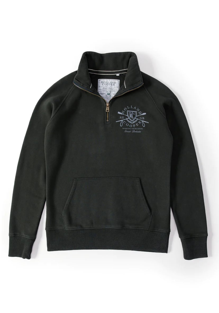 Women's Holland Cooper riding sweatshirt hoodie in navy/khaki/red
