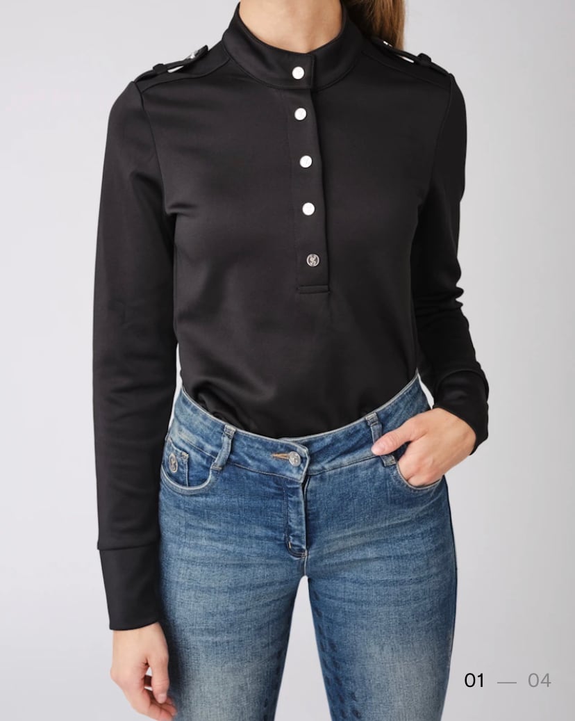 Stand collar stretch top, long sleeves, autumn/winter, women's, Ps of Sweden