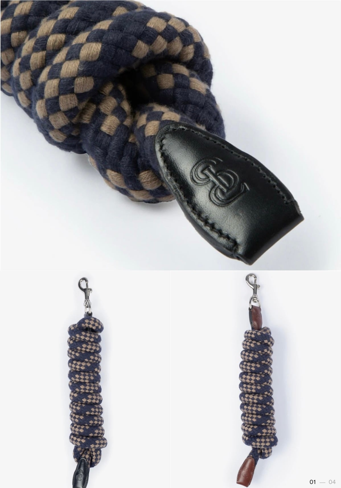 Lead rope with pull handle, 1 piece, Ps of Sweden, black/brown