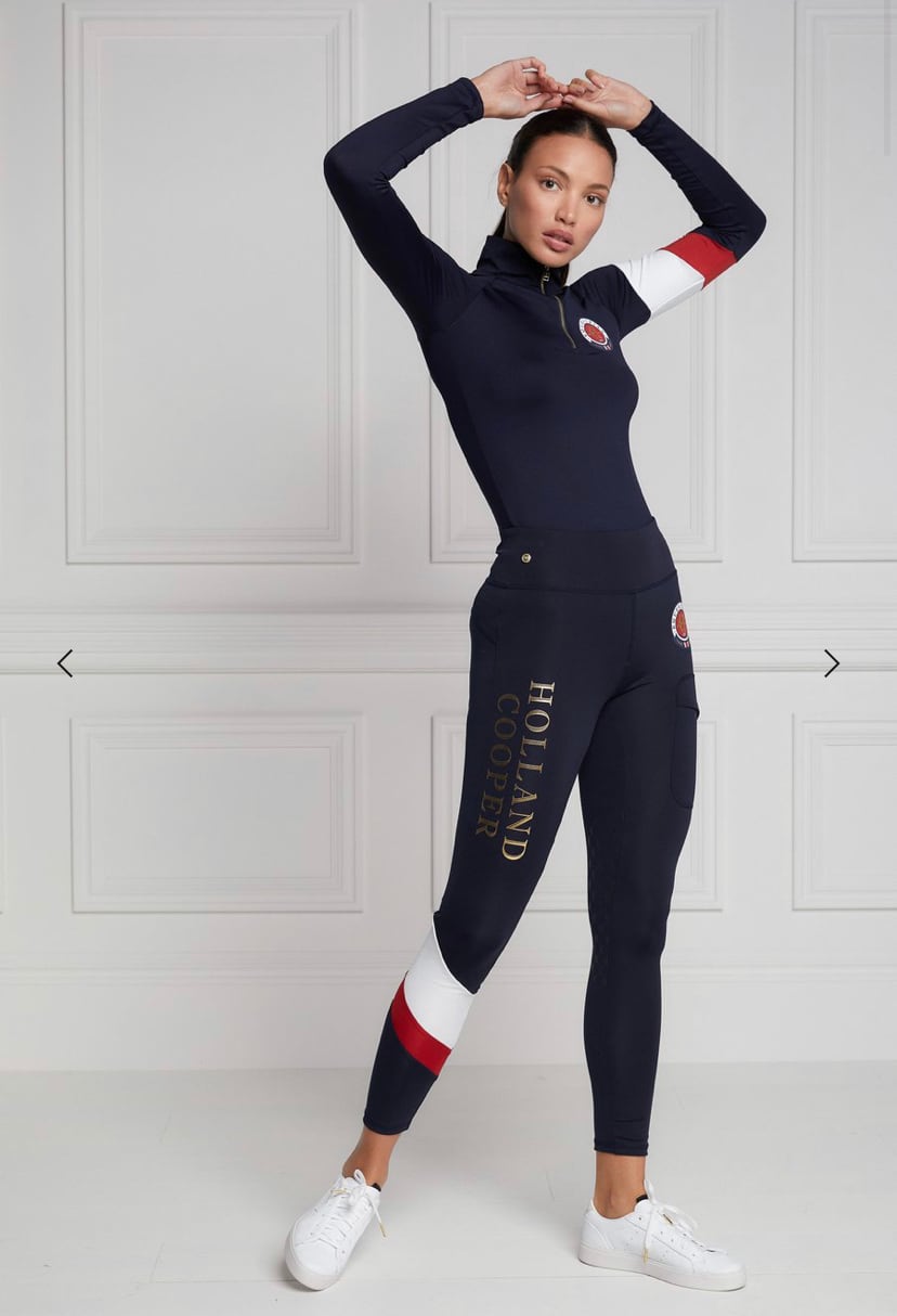 レディース乗馬用レギンスキュロット ニーグリップ Holland Cooper ブラック・ダークネイビー