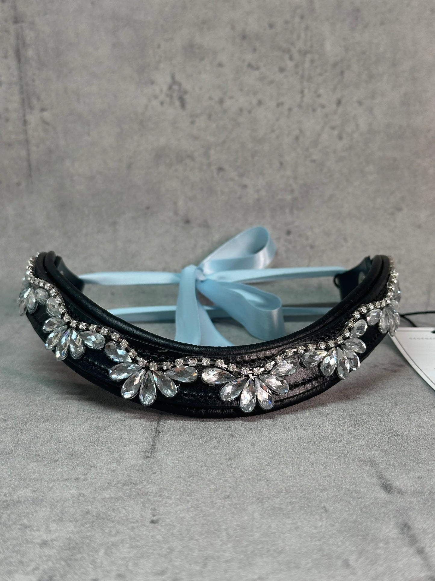 [Last one] Swarovski crystal frame leather clear &amp; chain black Benz Equestrian
