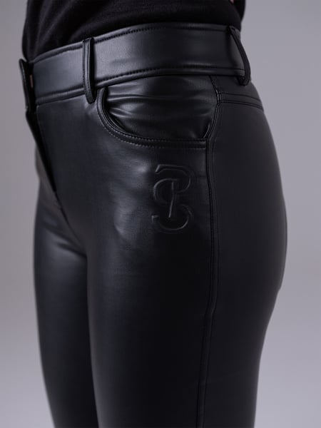 Women's Winter Fleece-Lined Culottes, 4-Way Stretch, Vegan Leather, Knee Leather, Ps of Sweden, Camel/Coffee/Black