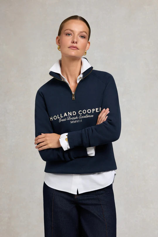 フロントジップスウェットトップス ネイビー/バーガンディー/ダークオリーブ Holland Cooper