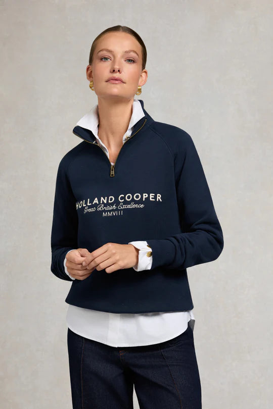 フロントジップスウェットトップス ネイビー/バーガンディー/ダークオリーブ Holland Cooper