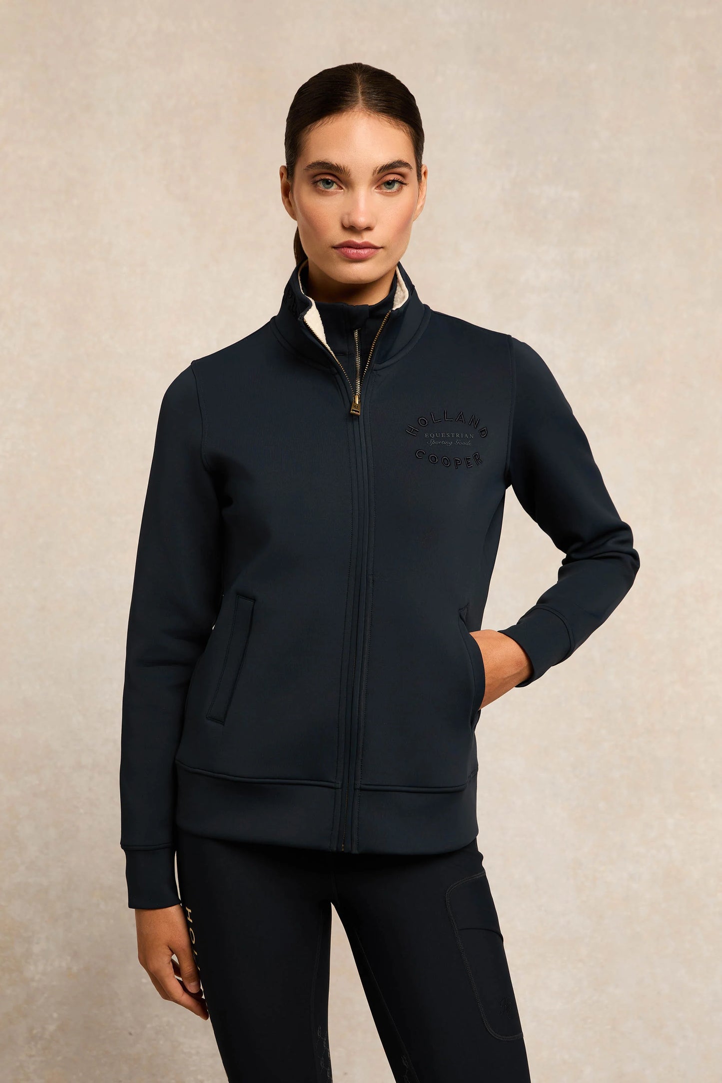 Sweat training jacket with fleece lining and pockets, 4 colors, Holland Cooper