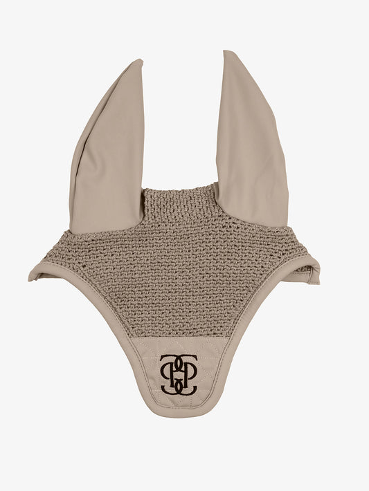 [2-piece set] Racecourse bib and ear net, diamond quilted, latte/black/golden brown, Ps of Sweden