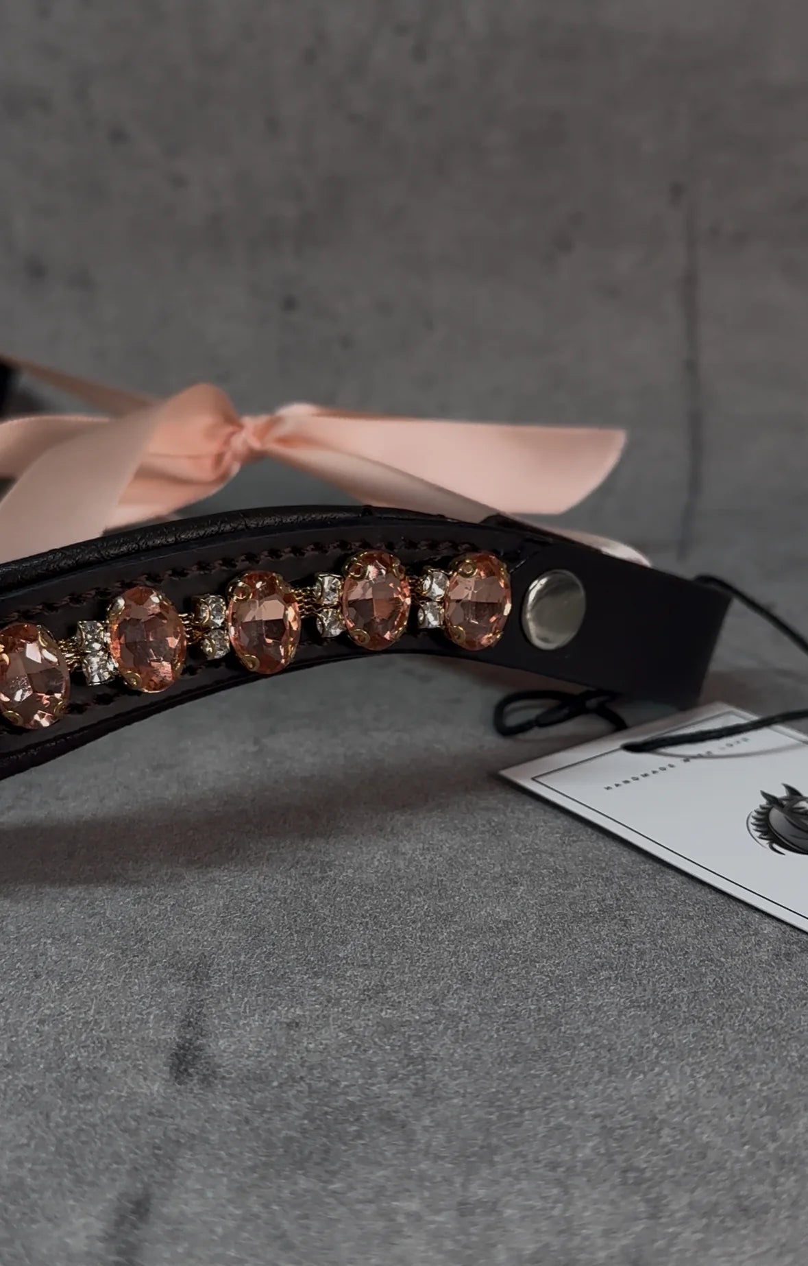 [Last one] Swarovski crystal frame leather clear &amp; chain black Benz Equestrian