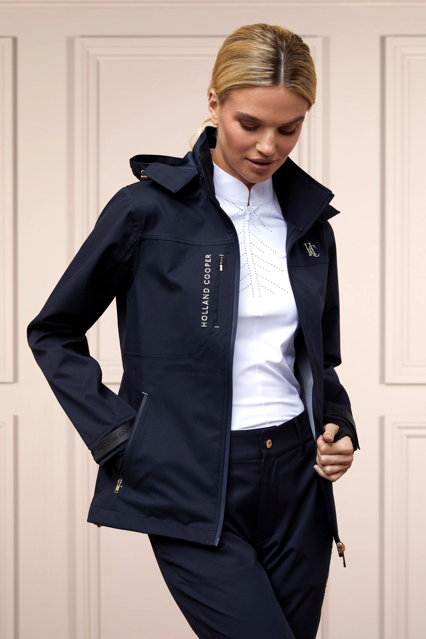 Holland Cooper Fully Waterproof Pro Rain Jacket Navy Women's