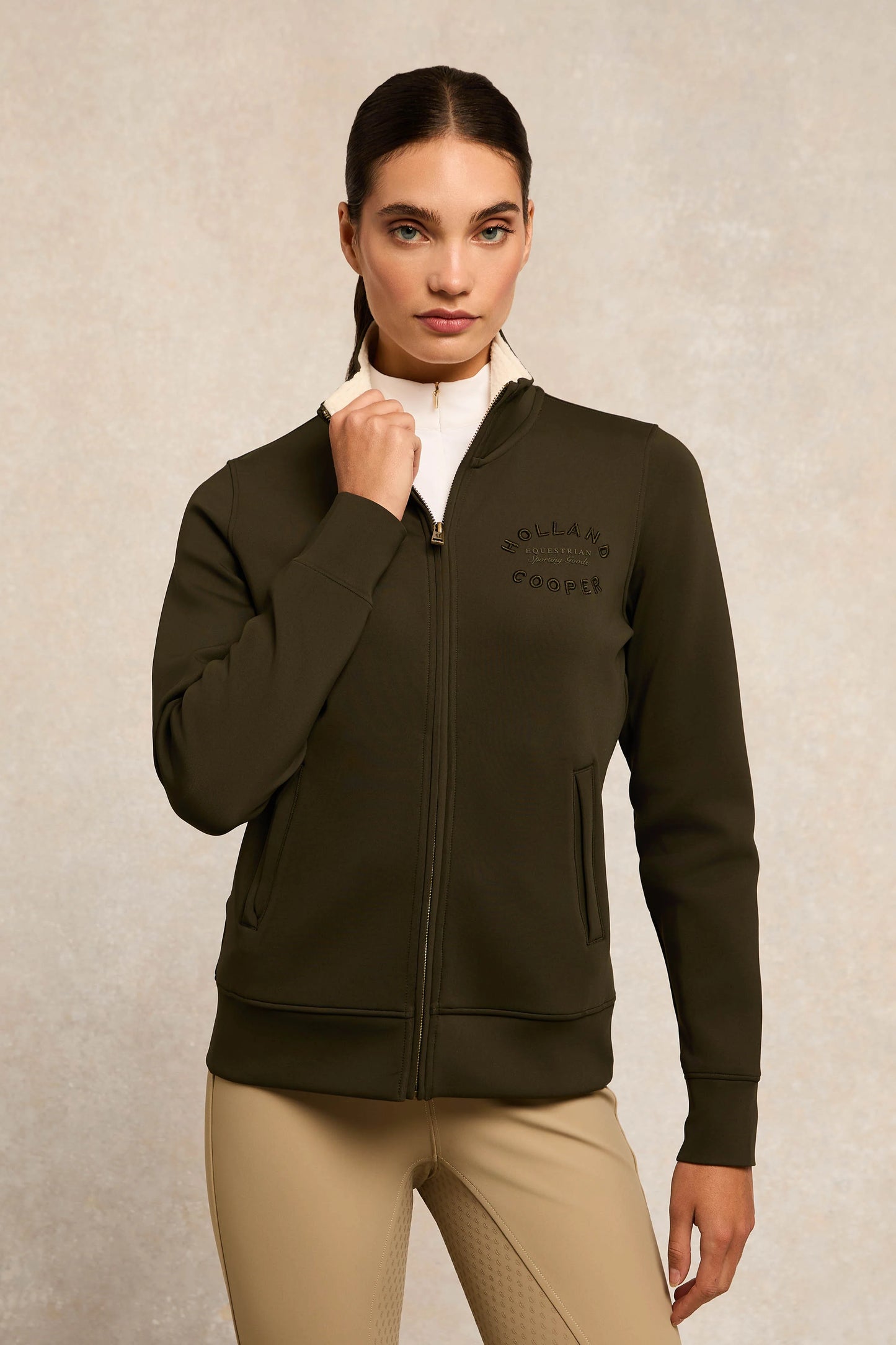 Sweat training jacket with fleece lining and pockets, 4 colors, Holland Cooper