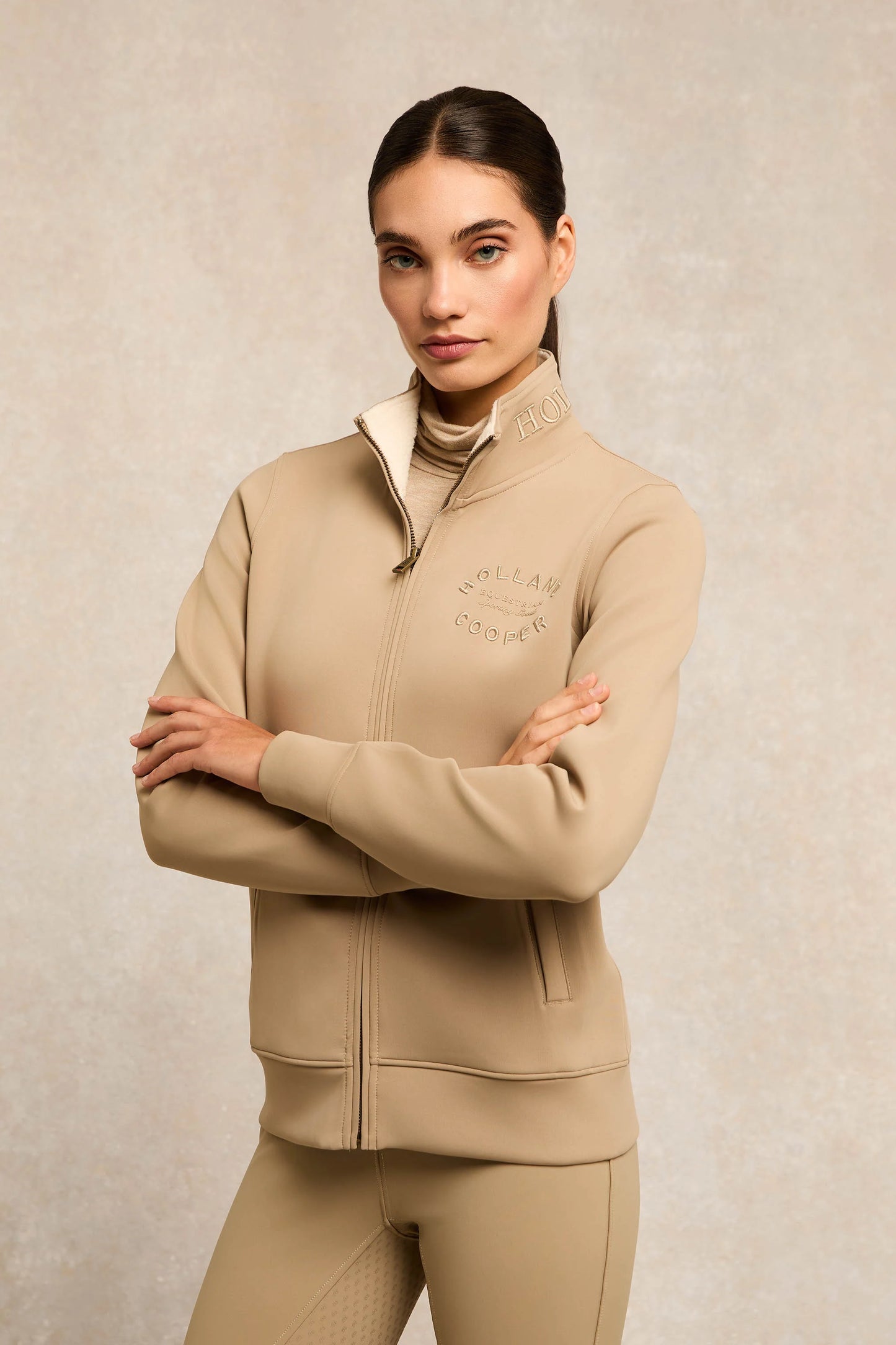 Sweat training jacket with fleece lining and pockets, 4 colors, Holland Cooper