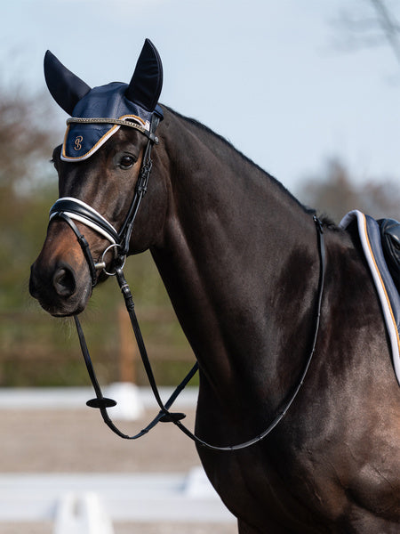 [2-piece set] Airflow mesh bib and ear net for hurdles, anatomical structure, navy/black, Ps of Sweden