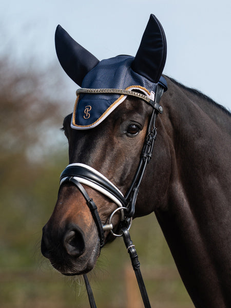 [2-piece set] Airflow mesh bib and ear net for hurdles, anatomical structure, navy/black, Ps of Sweden