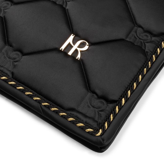 ダイヤモンドキルティングサドルパッド 馬場用ゼッケン Mrs Ros Equestrian ブラック