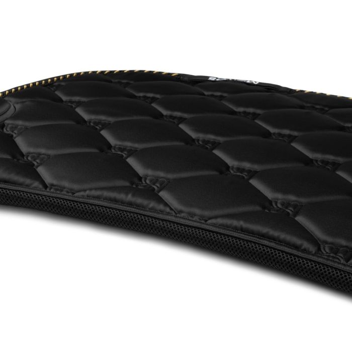 ダイヤモンドキルティングサドルパッド 馬場用ゼッケン Mrs Ros Equestrian ブラック