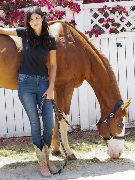 乗馬用レディースキュロット デニム素材 ハイウエスト フルグリップ ブルー Ps of Sweden