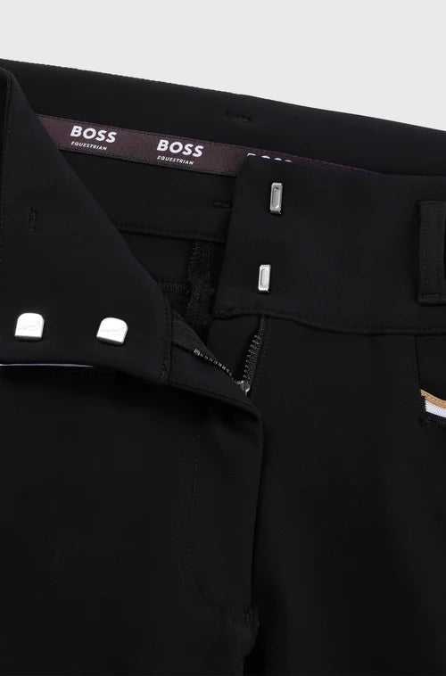 【即日配送】夏用ハイウエストフルグリップキュロット ベージュ/ブラック スマホポケット付き Hugo Boss