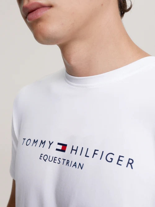 メンズ半袖Tシャツ ホワイト/ネイビー Tommy Hilfiger Equestrian