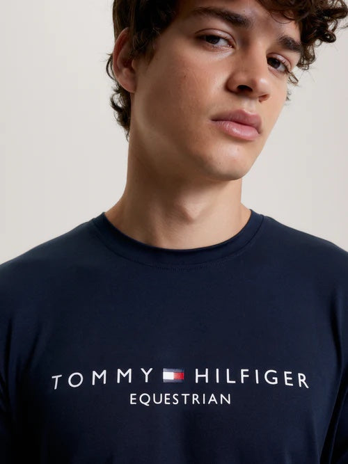 メンズ半袖Tシャツ ホワイト/ネイビー Tommy Hilfiger Equestrian