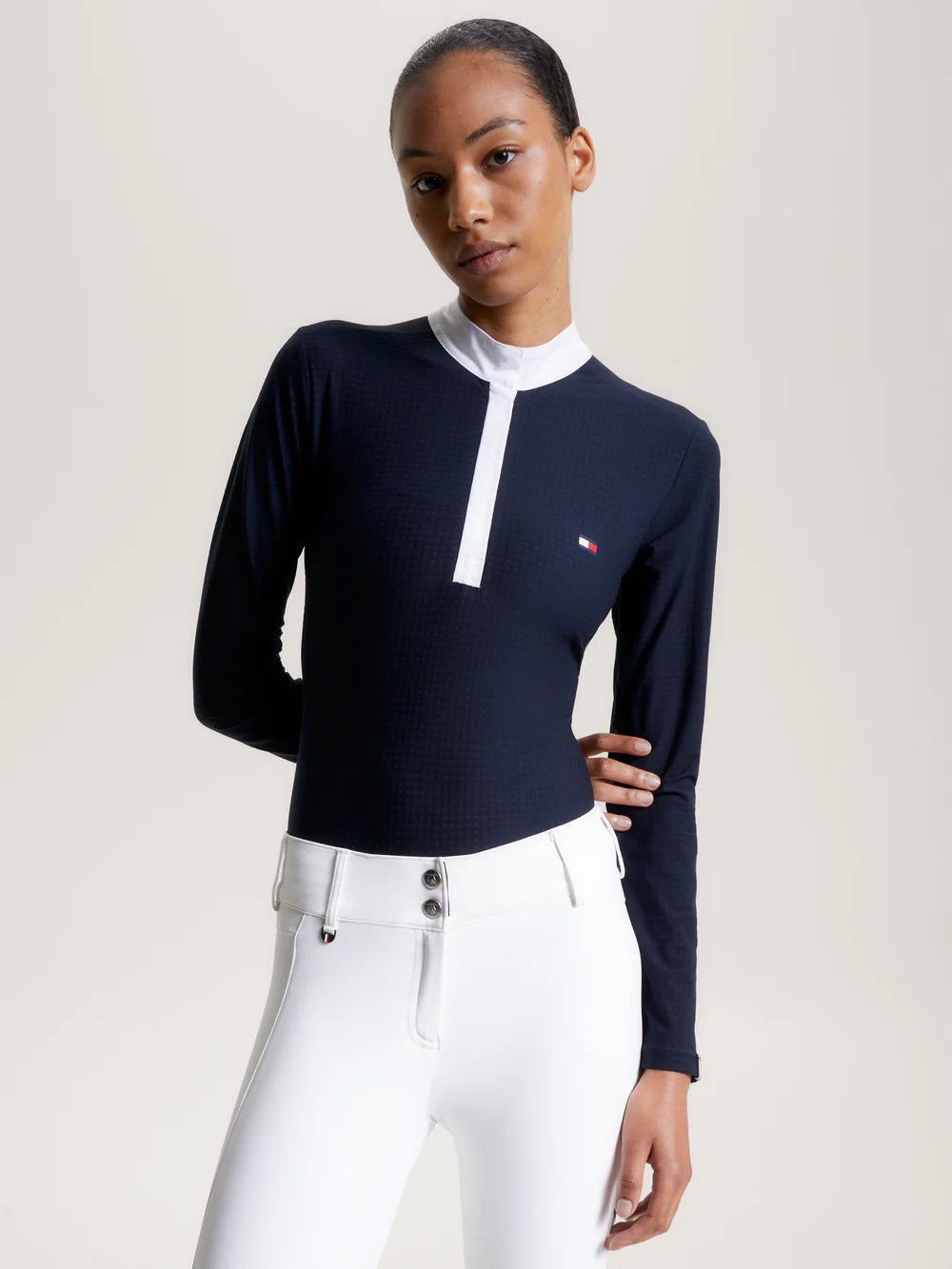 【即日配送】競技用長袖シャツ ホワイト/ネイビー Tommy Hilfiger Equestrian