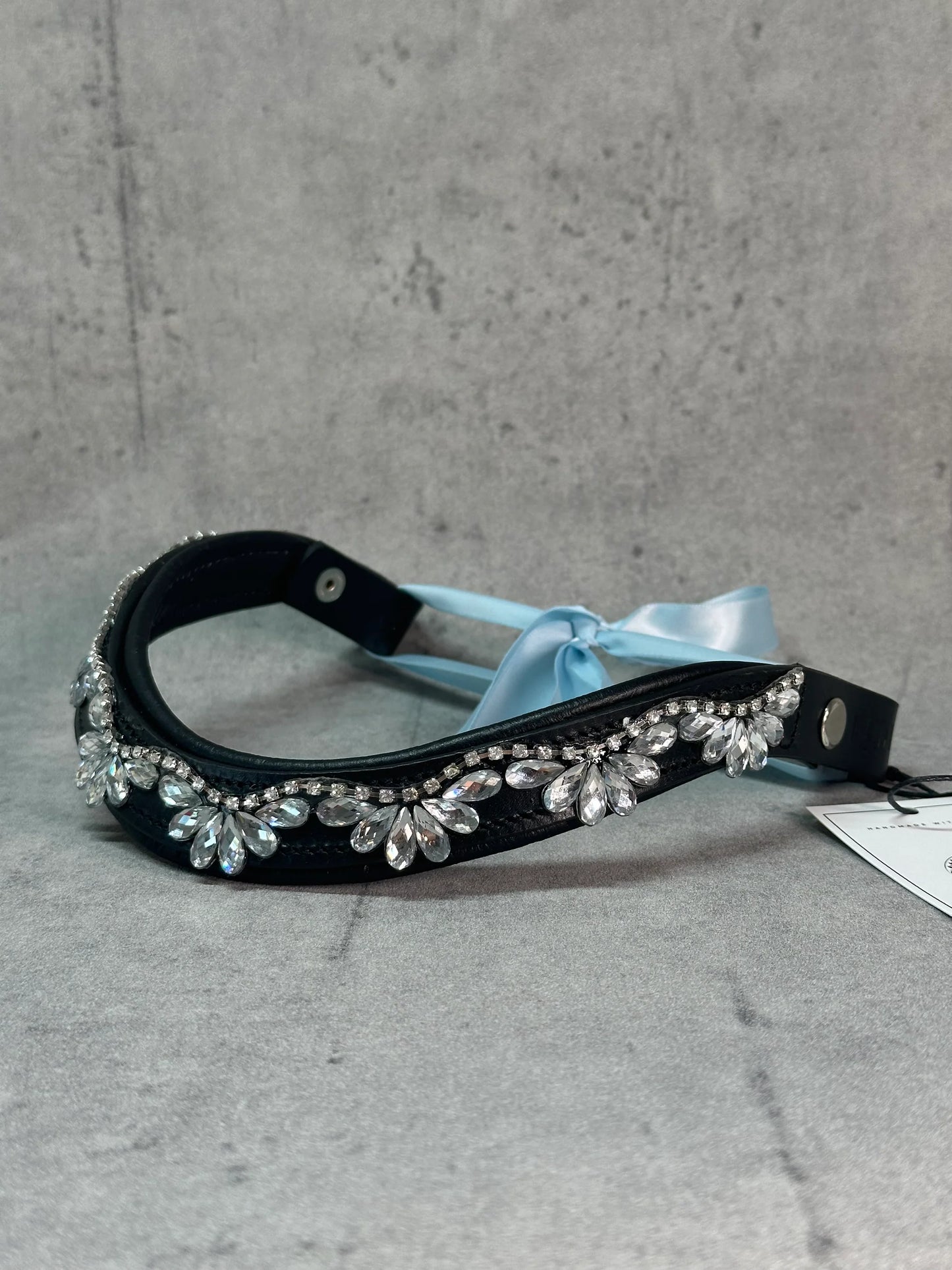 [Last one] Swarovski crystal frame leather clear &amp; chain black Benz Equestrian