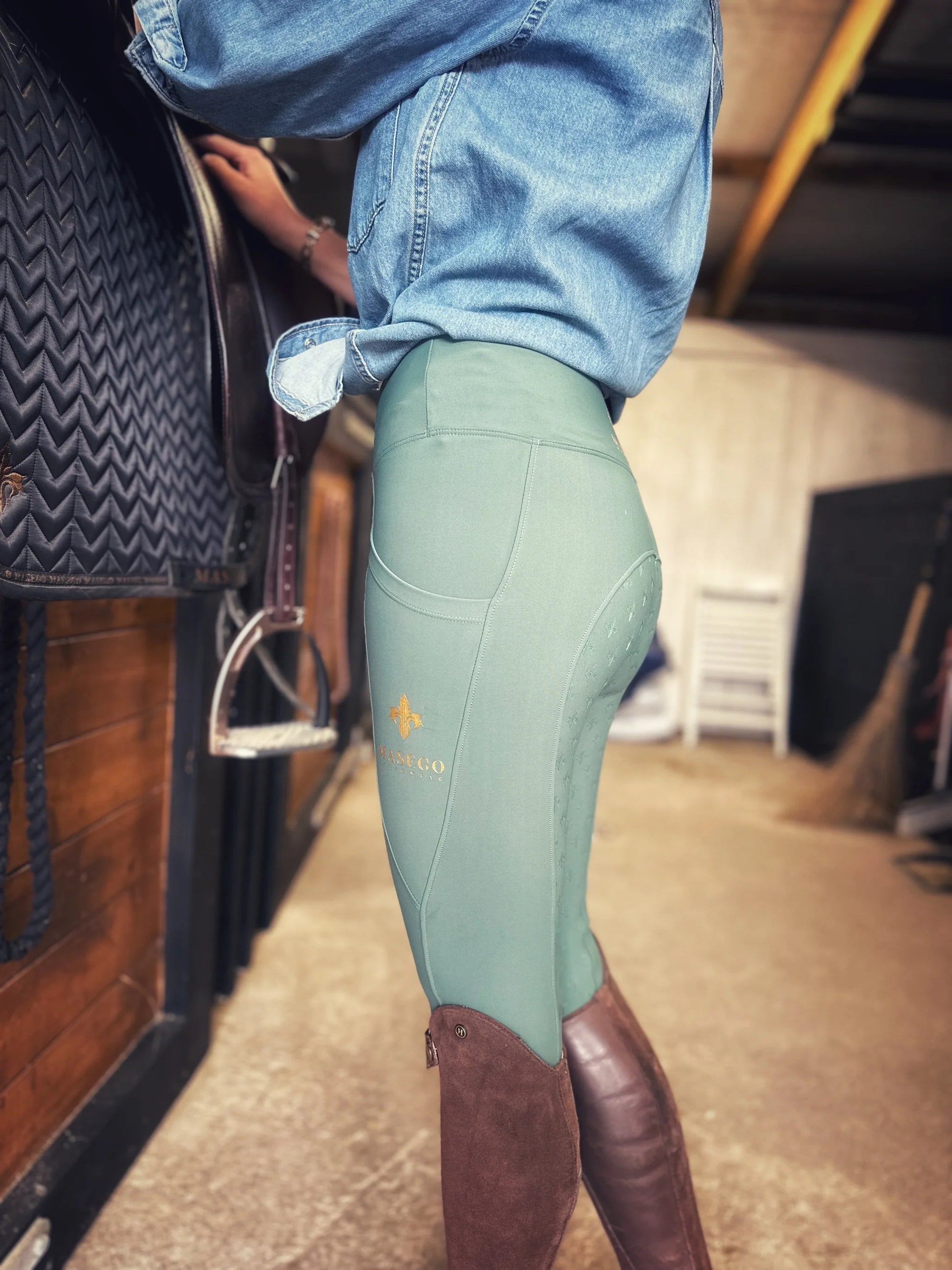 乗馬用レギンスキュロット フルグリップ Masego ブラック・バー 乗馬用レギンスキュロット フルグリップ Masego ブラック・バー