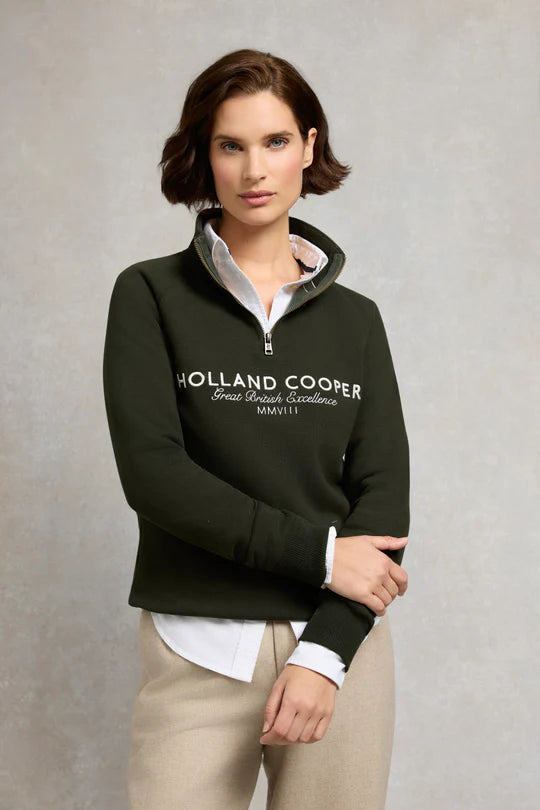 フロントジップスウェットトップス ネイビー/バーガンディー/ダークオリーブ Holland Cooper