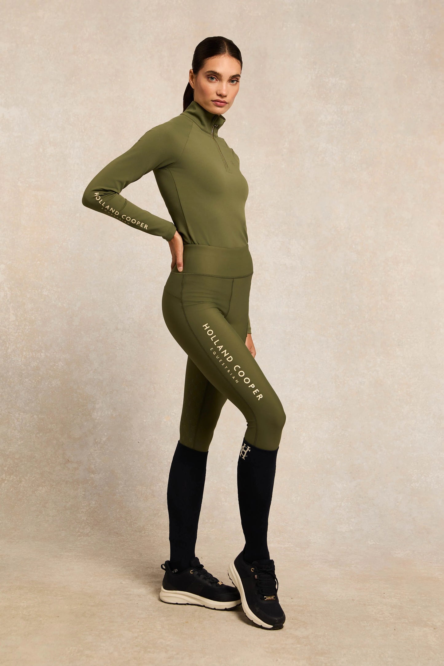 Knee-grip leggings culottes, high waist, water-repellent, technical fabric, 5 colors, Holland Cooper