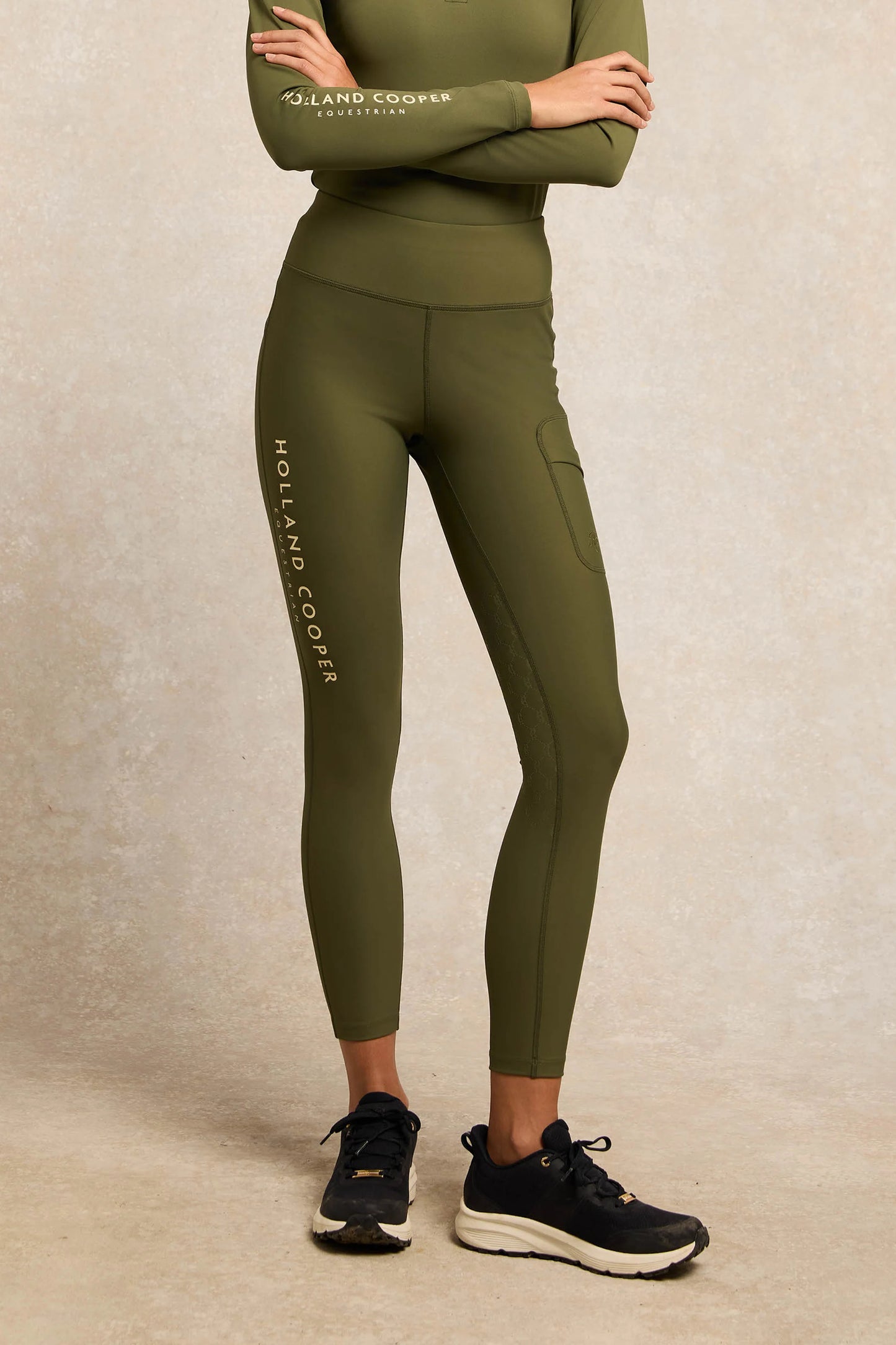 Knee-grip leggings culottes, high waist, water-repellent, technical fabric, 5 colors, Holland Cooper