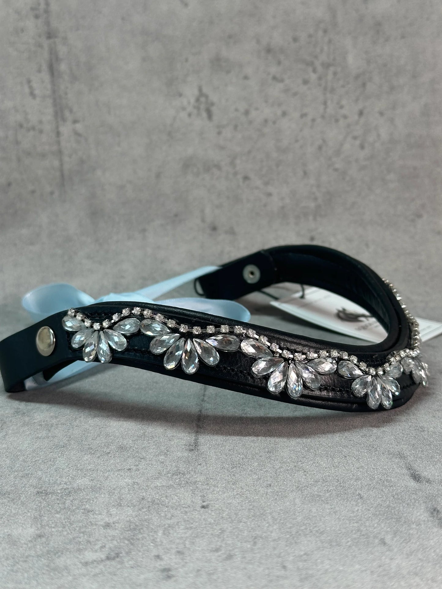 [Last one] Swarovski crystal frame leather clear &amp; chain black Benz Equestrian