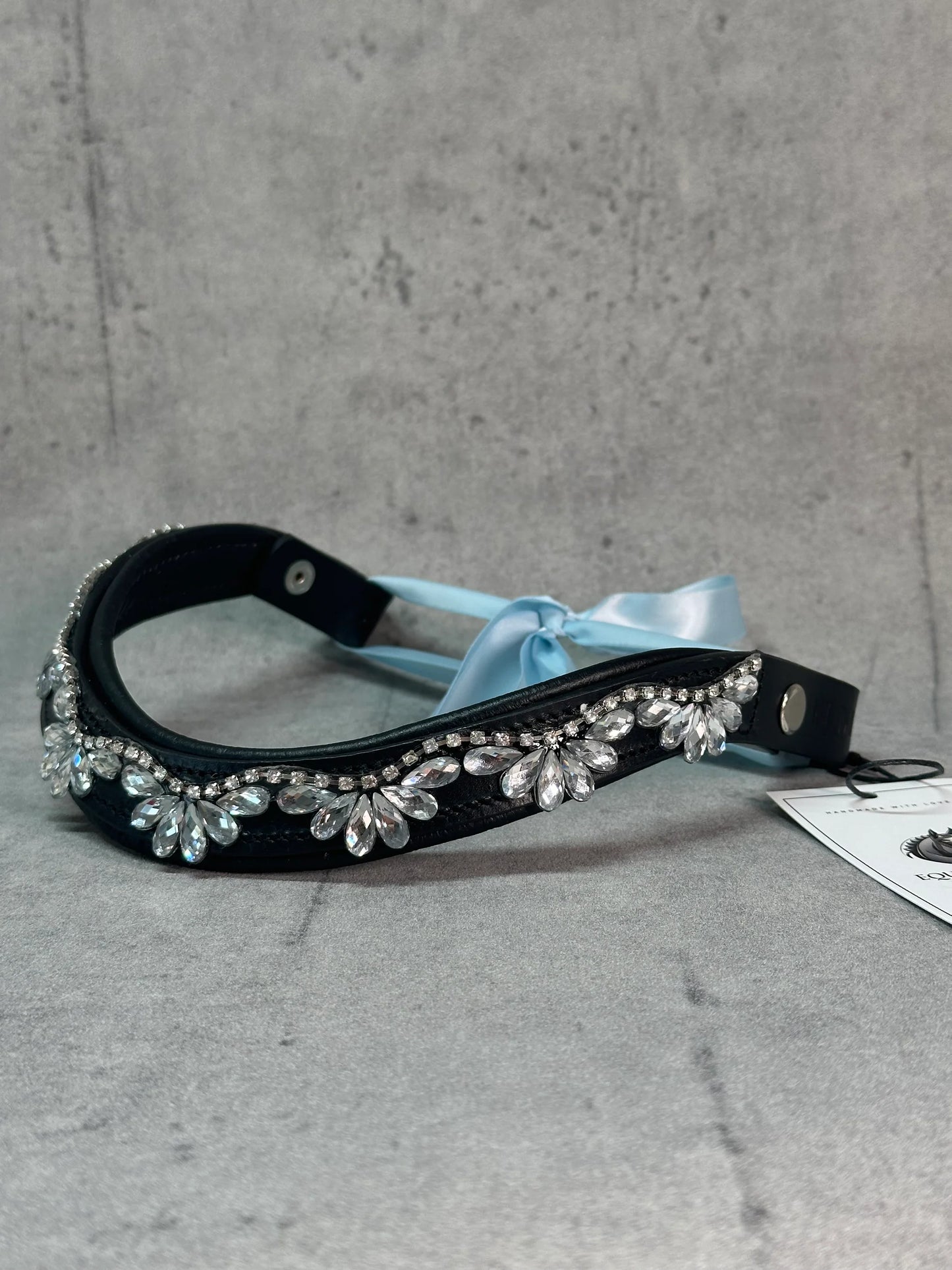 [Last one] Swarovski crystal frame leather clear &amp; chain black Benz Equestrian