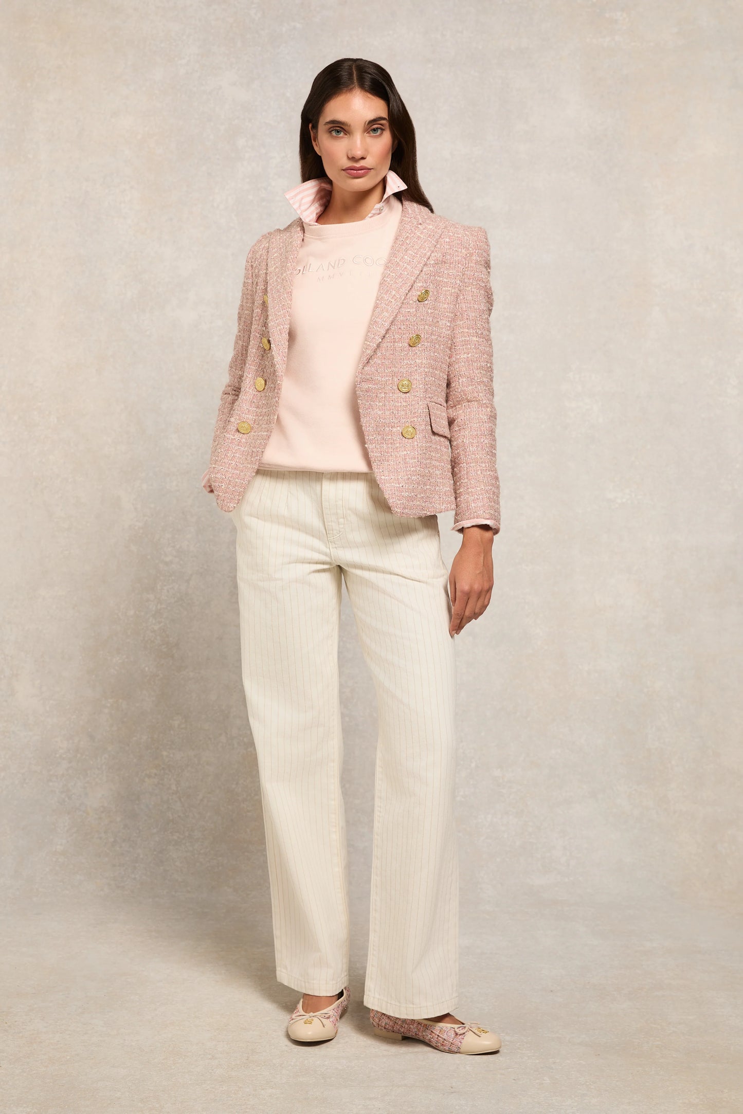Logo sweatshirt top in pale pink Holland Cooper
