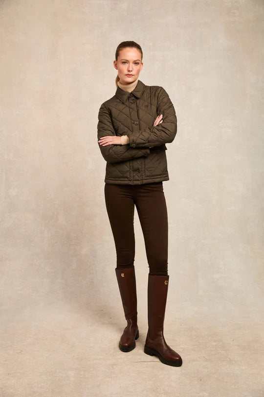 軽量襟つきキルティングジャケット Holland Cooper カーキ