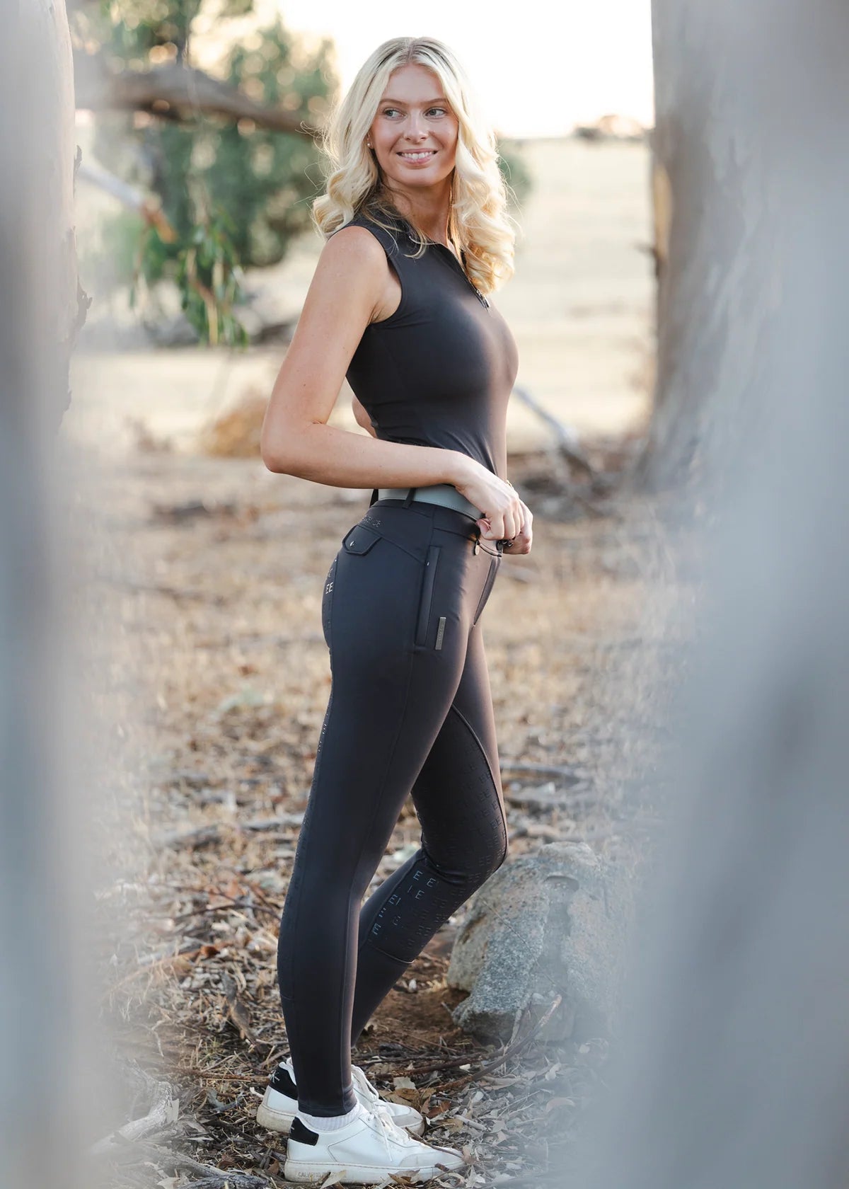 Women's Full Grip Summer Riding Leggings with Logo Print Eloquence Equestrian