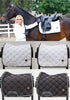 最高級シリコンキルティングゼッケン 馬場用 競技会ゼッケン Royal Equestrian サテンホワイト・ブラック