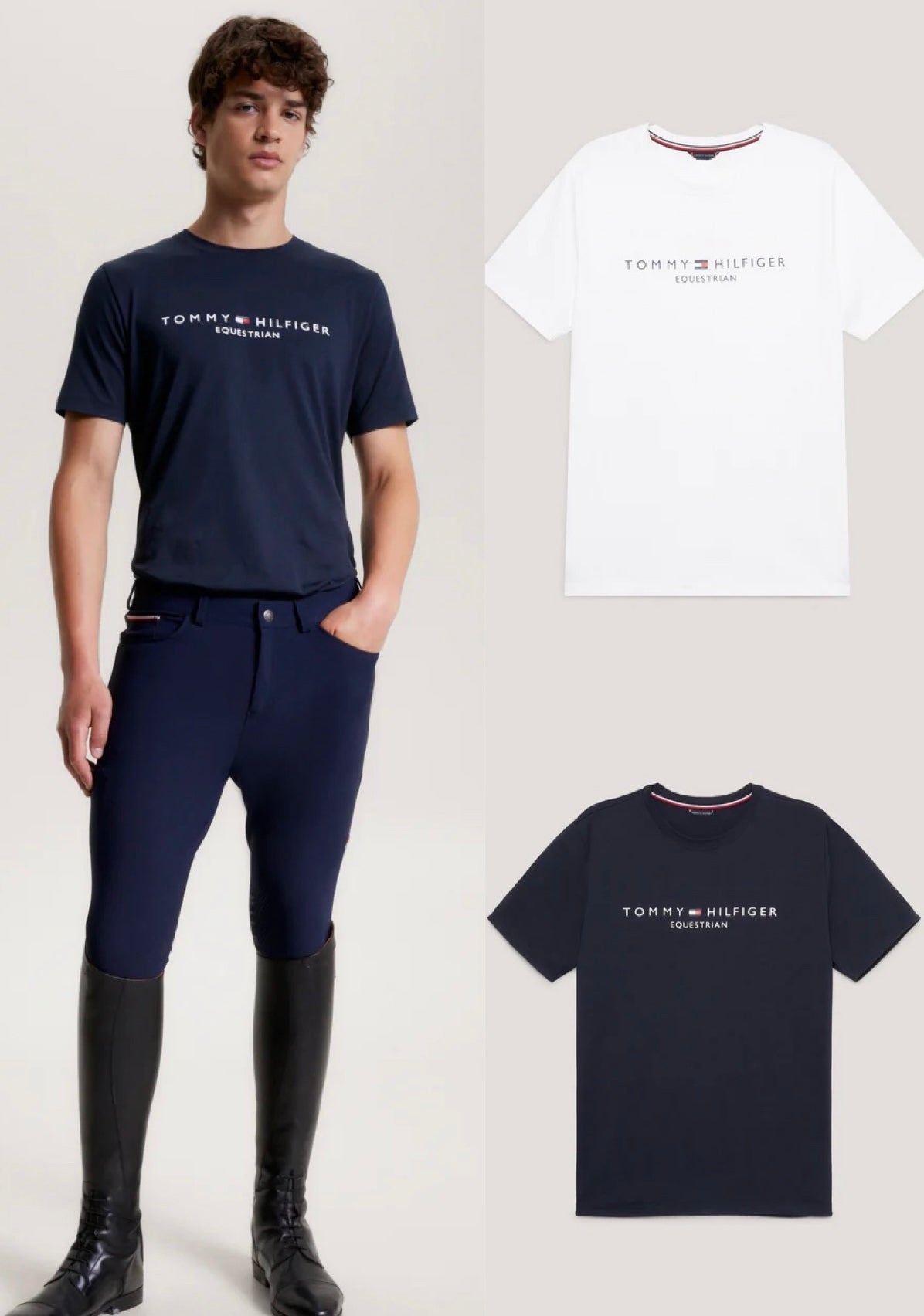 メンズ半袖Tシャツ ホワイト/ネイビー Tommy Hilfiger Equestrian