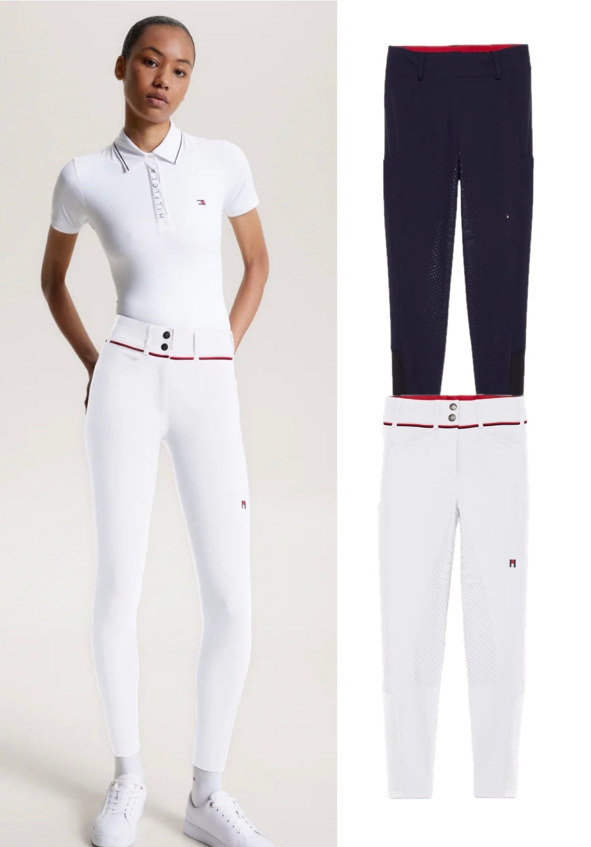 撥水パワーストレッチキュロット フルグリップ オールシーズン ネイビー/ホワイト Tommy Hilfiger Equestrian|乗馬用品店レクシア