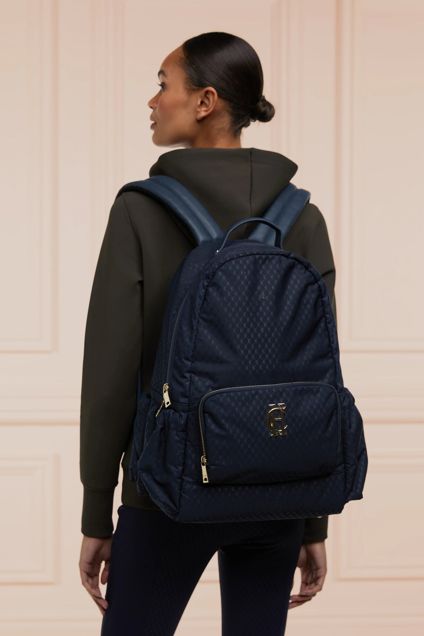 Holland Cooper Nylon Riding Travel Backpack Navy