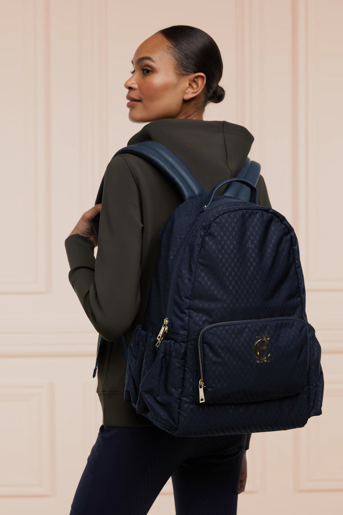 Holland Cooper Nylon Riding Travel Backpack Navy