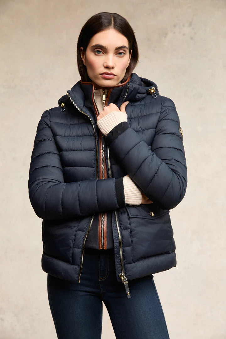 ニットベスト付きダウンジャケット ショート丈 ブラック/ダークネイビー/カーキ Holland Cooper |乗馬用品店レクシア