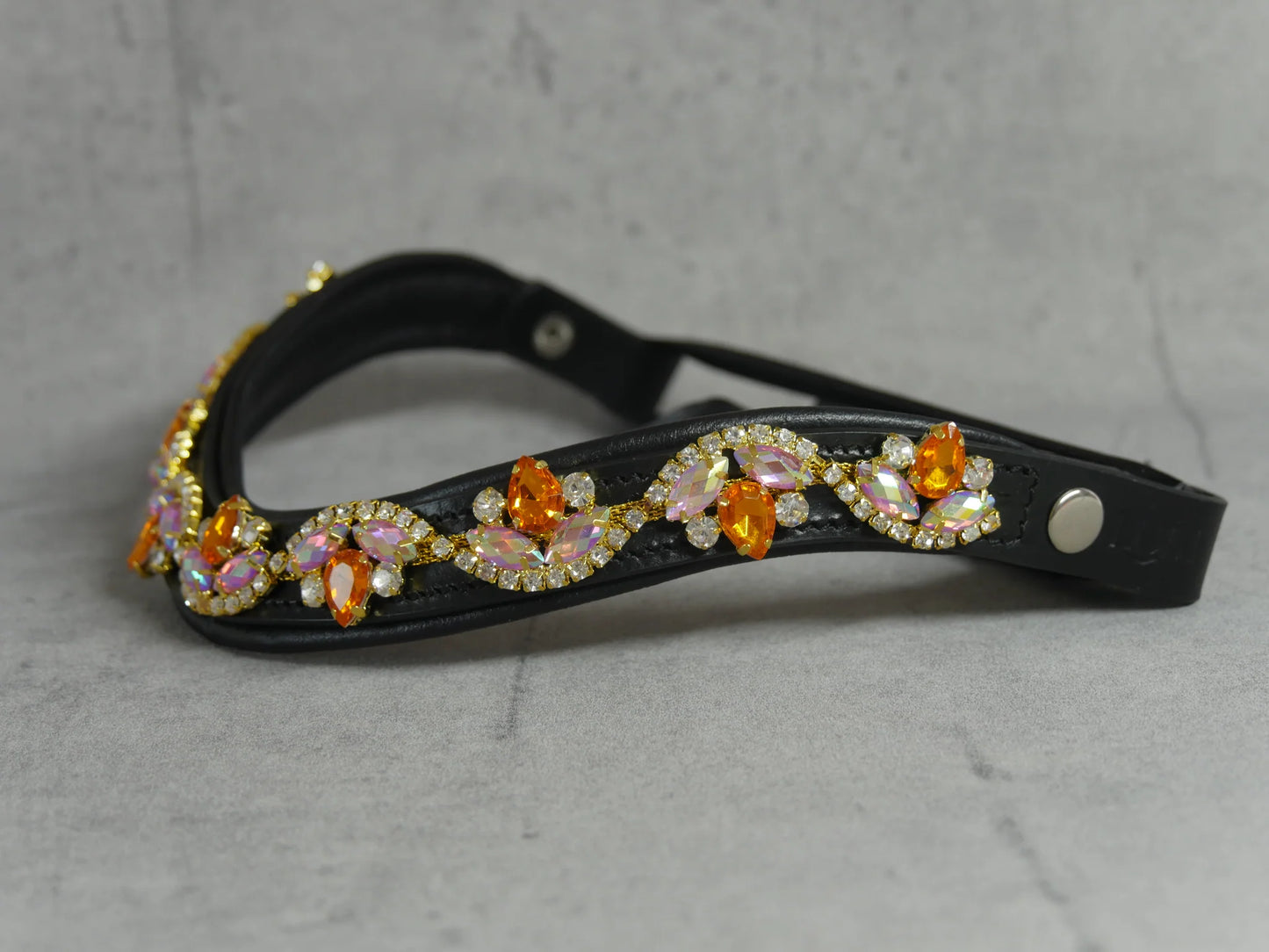 [Last one] Swarovski crystal frame leather clear &amp; chain black Benz Equestrian
