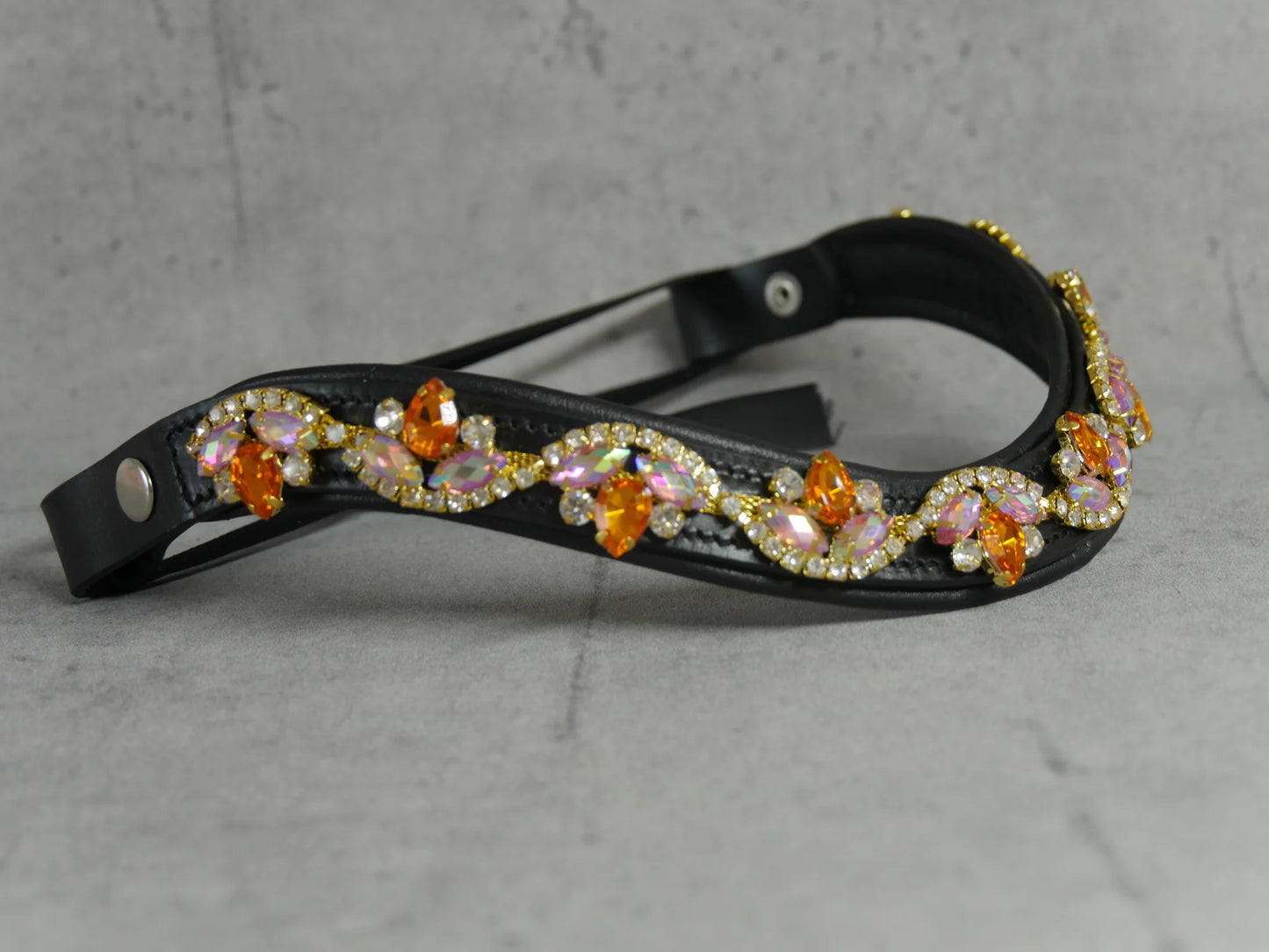 [Last one] Swarovski crystal frame leather clear &amp; chain black Benz Equestrian