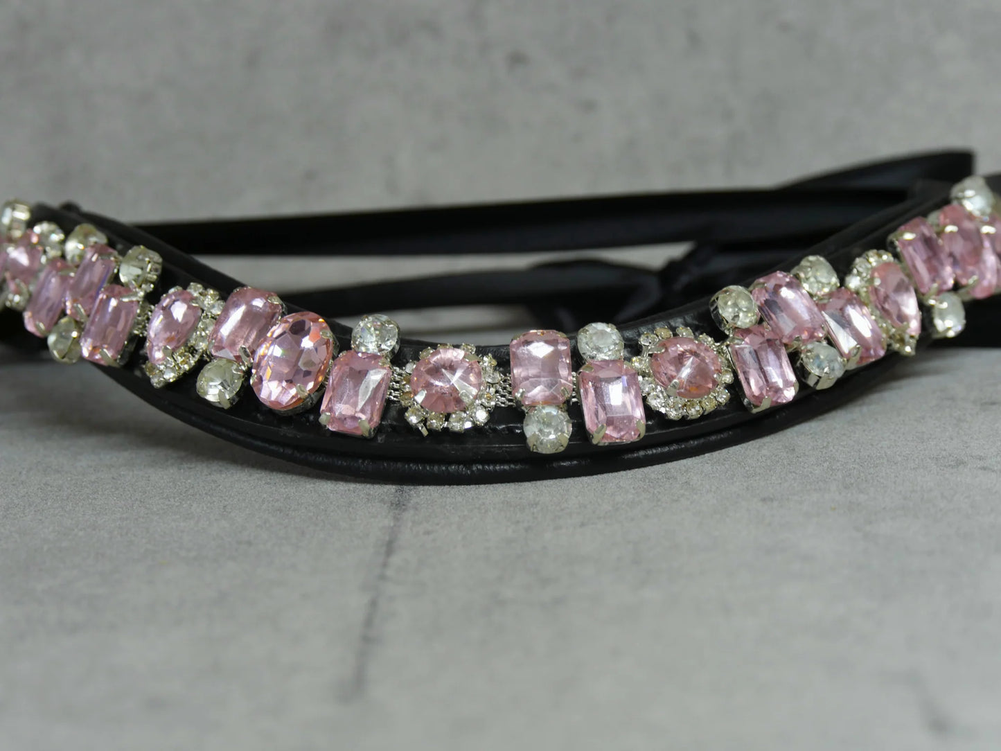 [Last one] Swarovski crystal frame leather clear &amp; chain black Benz Equestrian