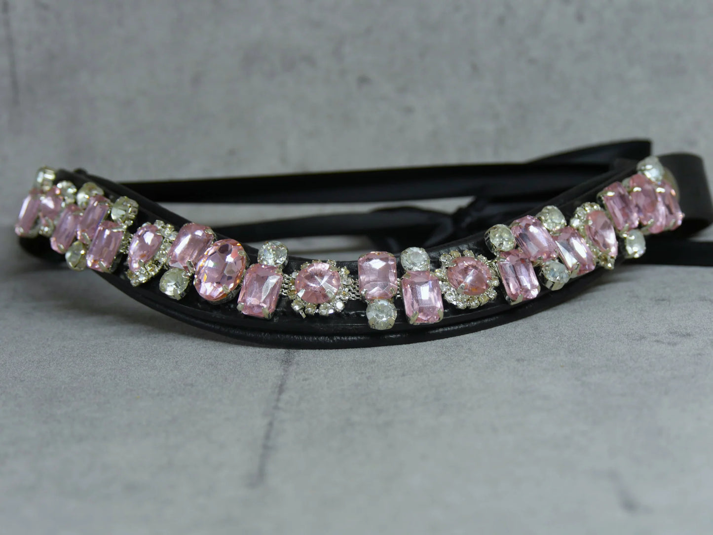 [Last one] Swarovski crystal frame leather clear &amp; chain black Benz Equestrian