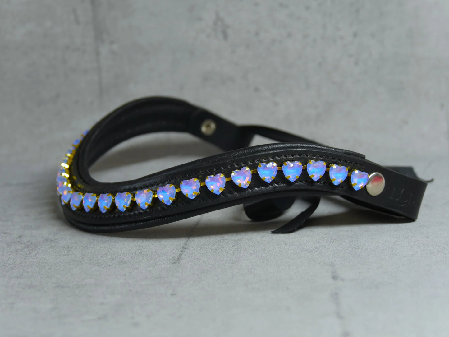 [Last one] Swarovski crystal frame leather clear &amp; chain black Benz Equestrian