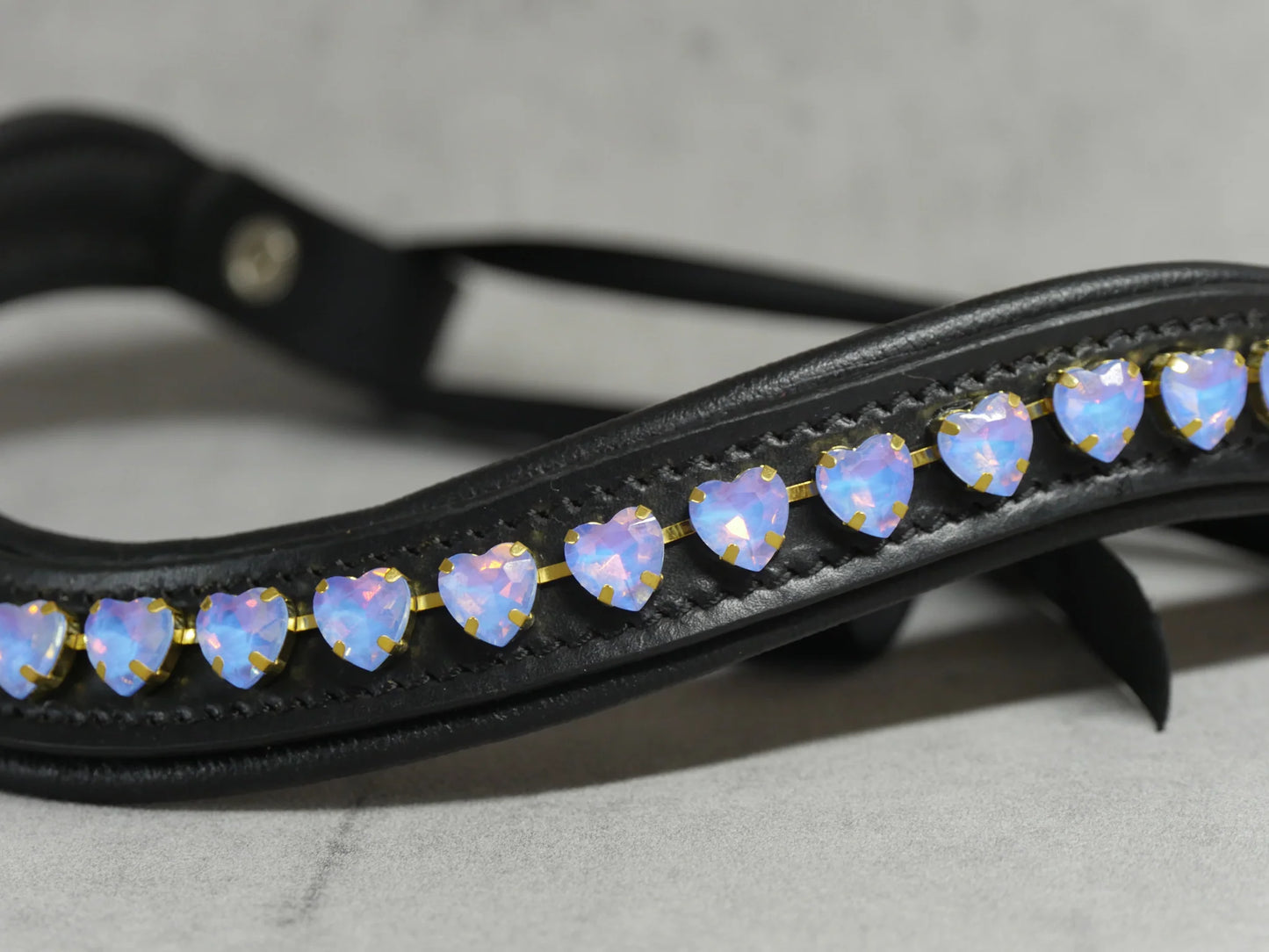 [Last one] Swarovski crystal frame leather clear &amp; chain black Benz Equestrian