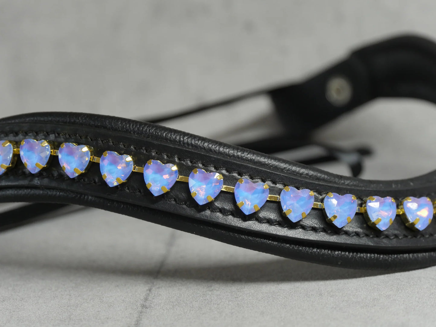[Last one] Swarovski crystal frame leather clear &amp; chain black Benz Equestrian