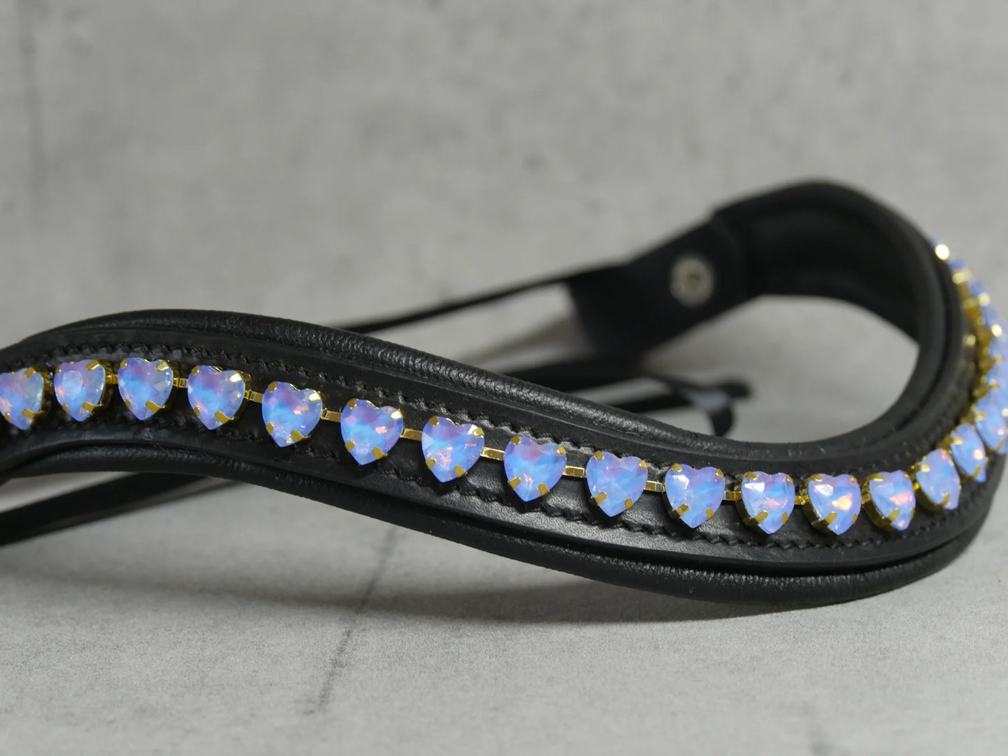 [Last one] Swarovski crystal frame leather clear &amp; chain black Benz Equestrian