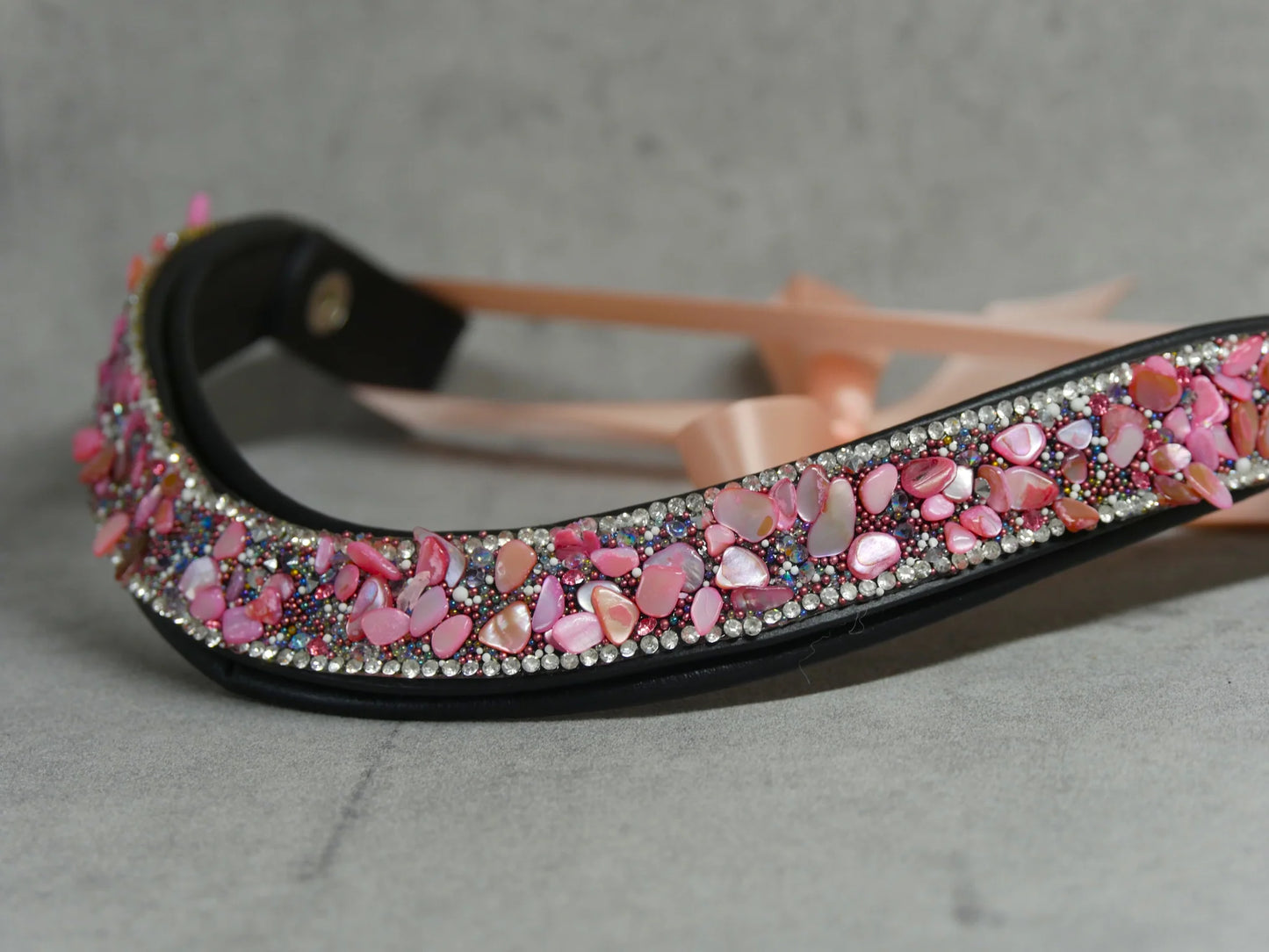 [Last one] Swarovski crystal frame leather clear &amp; chain black Benz Equestrian