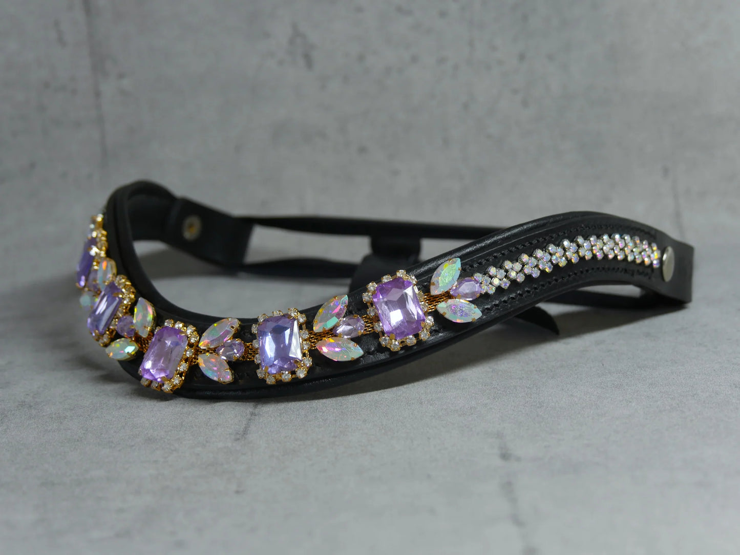 [Last one] Swarovski crystal frame leather clear &amp; chain black Benz Equestrian
